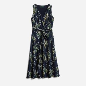 Navy Lauren Ralph Lauren Faux wrap midi dress